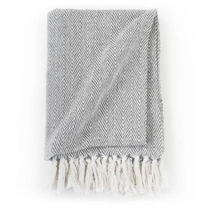 vidaXL Cotton Throw Herringbone Pattern 220x250 cm Grey