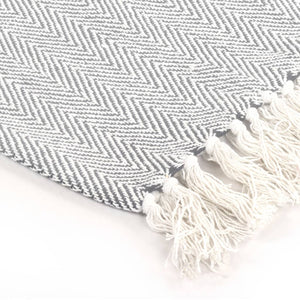 vidaXL Cotton Throw Herringbone Pattern 220x250 cm Grey