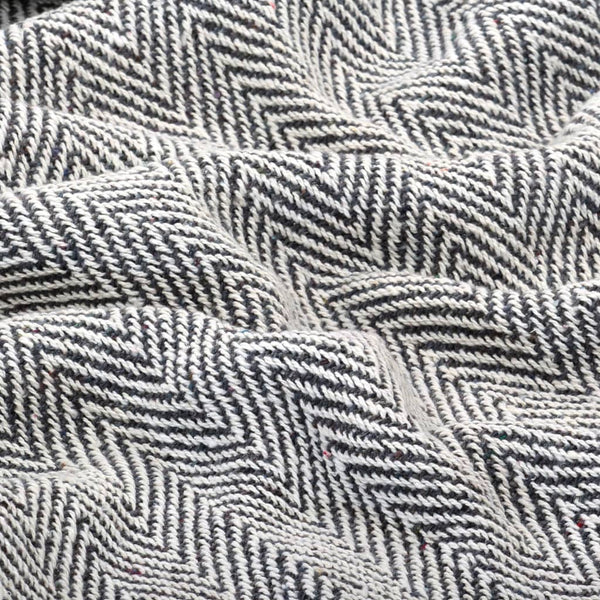 vidaXL Herringbone Cotton Throw 160x210 cm Navy Blue