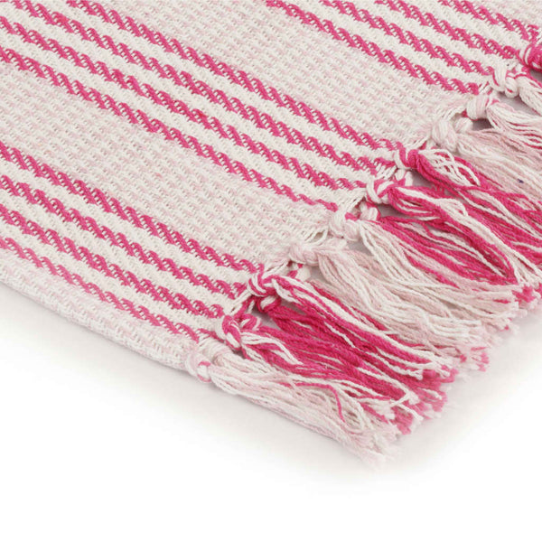 vidaXL Cotton Throw Striped 160x210 cm Pink and White