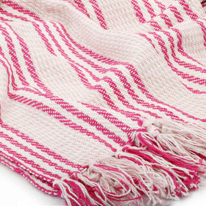 vidaXL Cotton Throw Striped 220x250 cm Pink and White