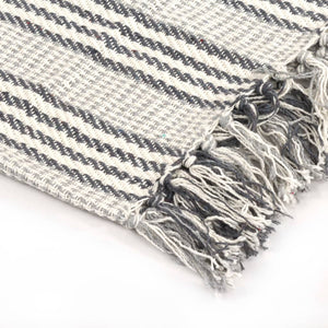 vidaXL Cotton Throw Striped 125x150 cm Grey and White