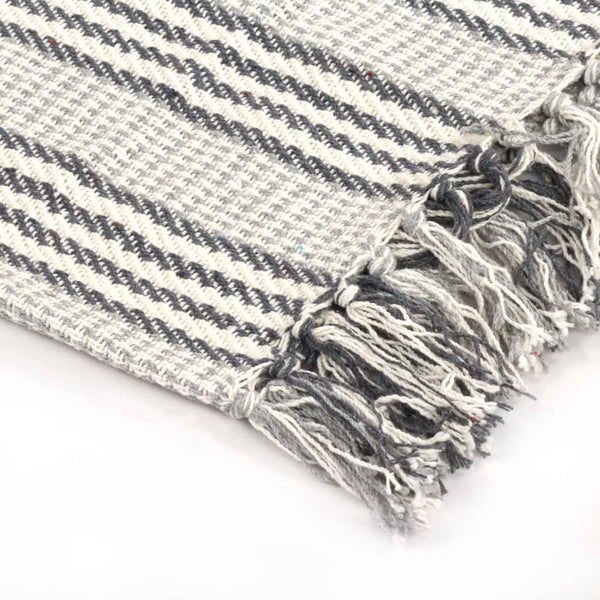 vidaXL Cotton Throw Striped 125x150 cm Grey and White