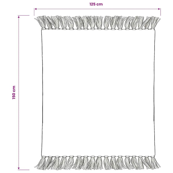 vidaXL Cotton Throw Striped 125x150 cm Grey and White