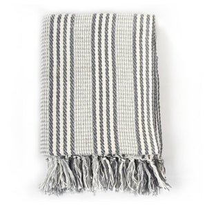 vidaXL Cotton Throw Striped 160x210 cm Grey and White