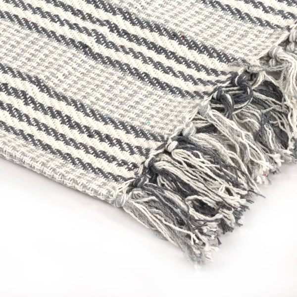 vidaXL Cotton Throw Striped 160x210 cm Grey and White
