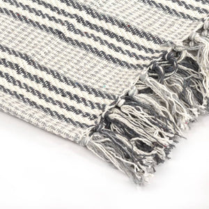 vidaXL Cotton Throw Striped 160x210 cm Grey and White