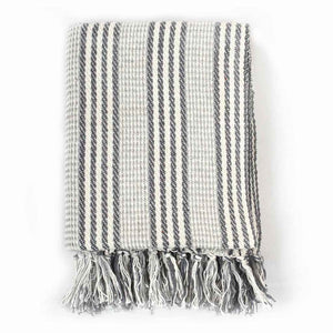 vidaXL Cotton Throw Striped 220x250 cm Grey and White