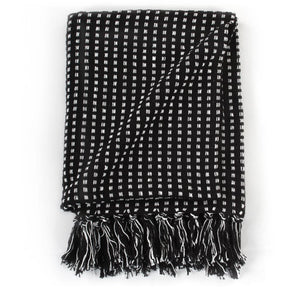vidaXL Checked Cotton Throw 125x150 cm Black