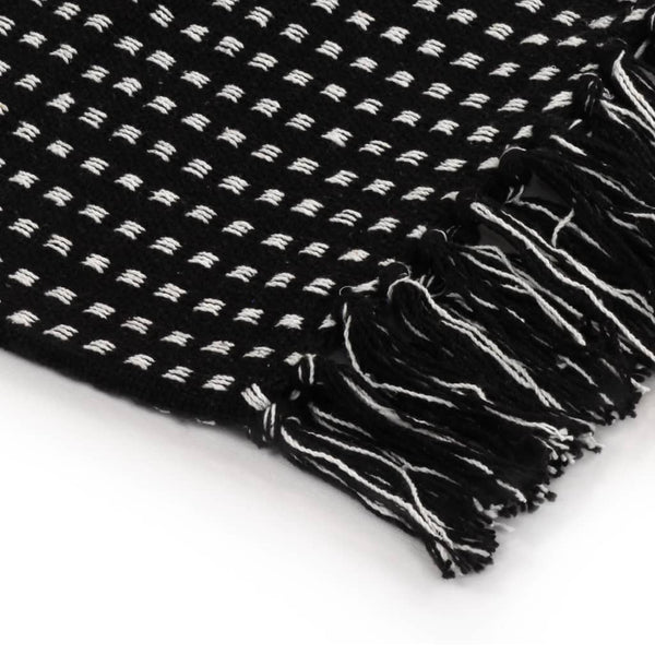 vidaXL Checked Cotton Throw 125x150 cm Black