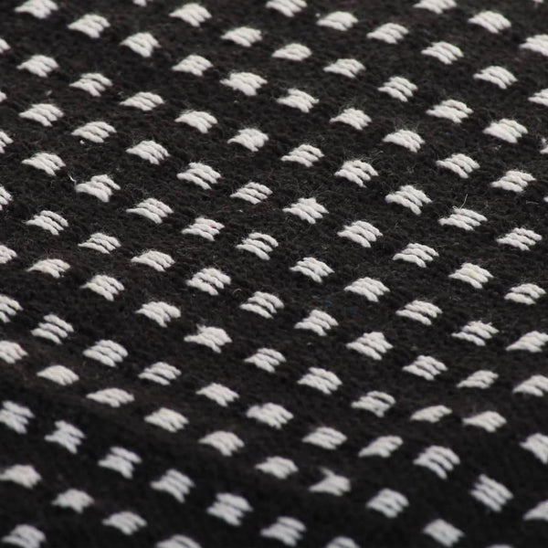 vidaXL Checked Cotton Throw 125x150 cm Black
