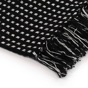 vidaXL Cotton Throw Plaid 160x210 cm Black