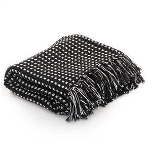 vidaXL Plaid Cotton Checkered 220x250 cm Black
