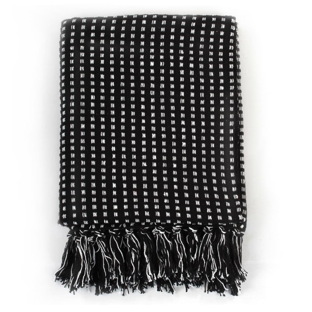 vidaXL Plaid Cotton Checkered 220x250 cm Black