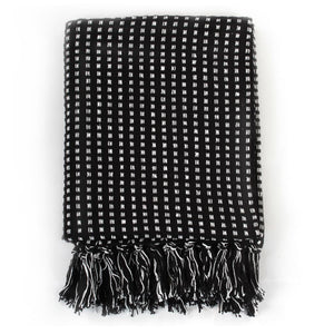 vidaXL Plaid Cotton Checkered 220x250 cm Black