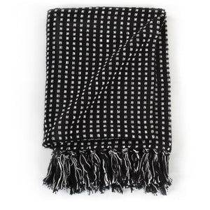 vidaXL Plaid Cotton Checkered 220x250 cm Black