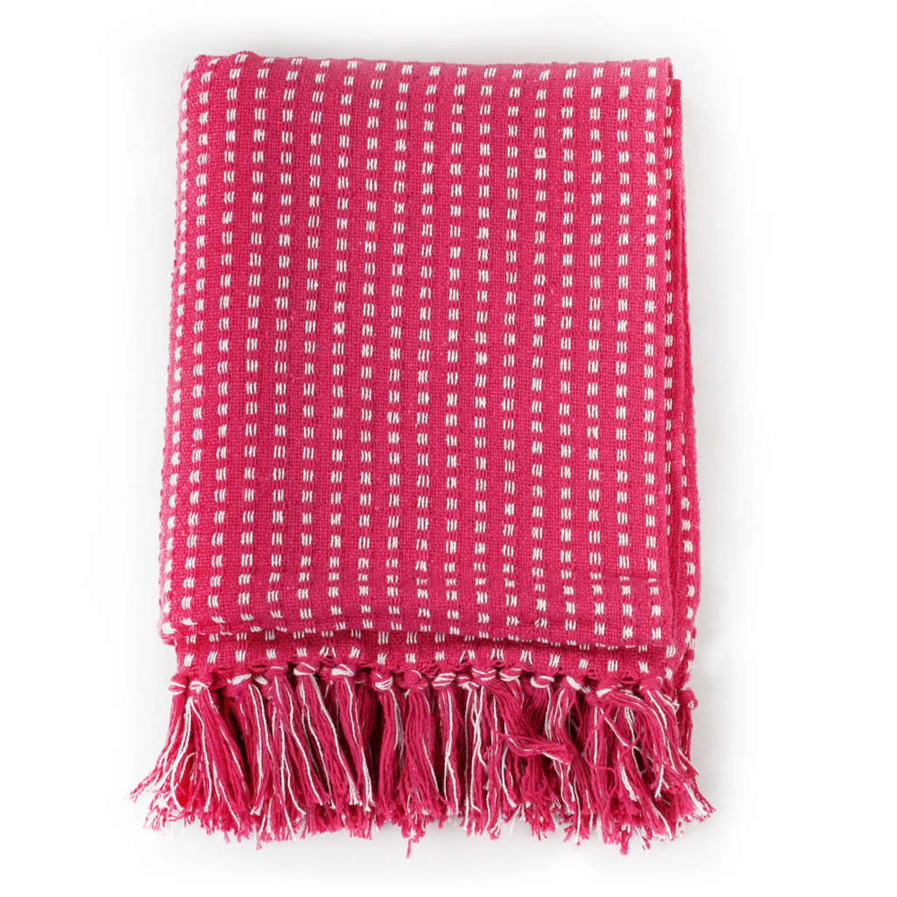 vidaXL Cotton Plaid Throw 125x150 cm Pink