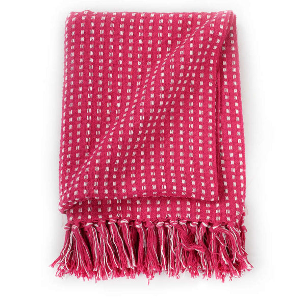 vidaXL Cotton Plaid Throw 125x150 cm Pink