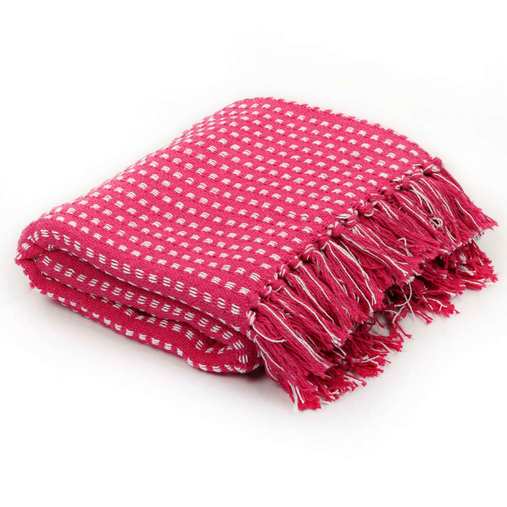 vidaXL Plaid Cotton Checkered 220x250 cm Pink