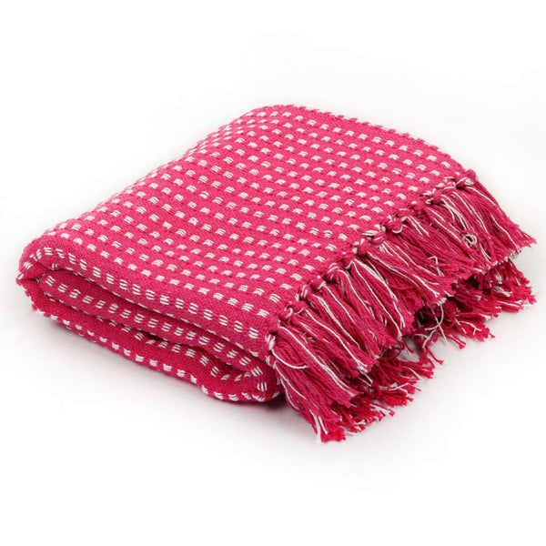 vidaXL Plaid Cotton Checkered 220x250 cm Pink