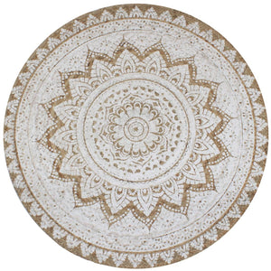 vidaXL Braided Jute Rug Printed 90 cm Round