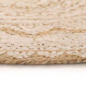 vidaXL Braided Jute Rug Printed 90 cm Round
