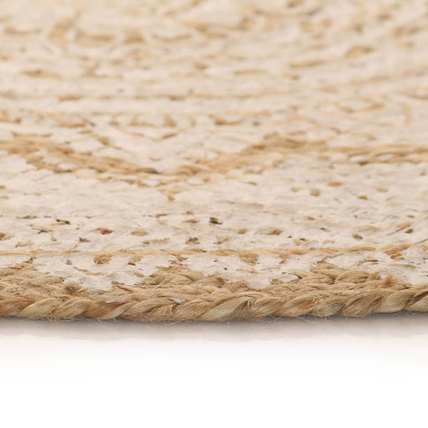 vidaXL Braided Jute Rug Printed 90 cm Round