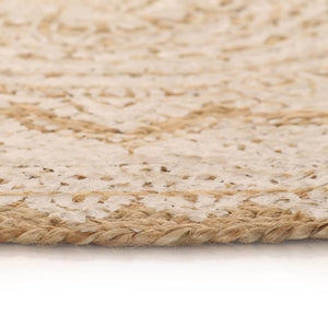 vidaXL Braided Jute Printed Rug 120 cm Round