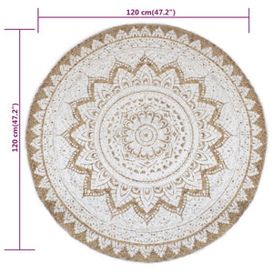 vidaXL Braided Jute Printed Rug 120 cm Round