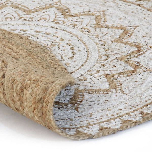 vidaXL Jute Braided Printed Rug 150 cm Round