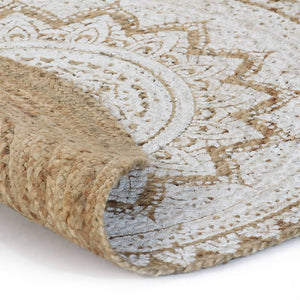 vidaXL Jute Braided Printed Rug 150 cm Round
