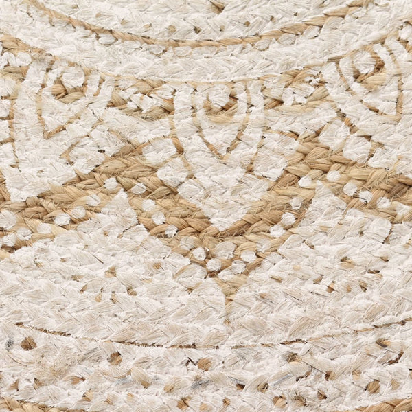 vidaXL Jute Braided Printed Rug 150 cm Round