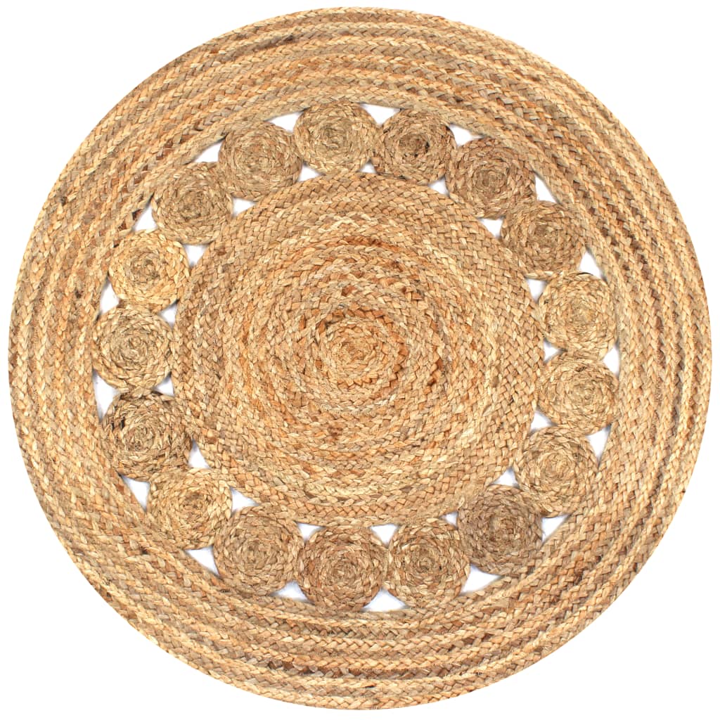 vidaXL Rug Braided Jute 90 cm Round