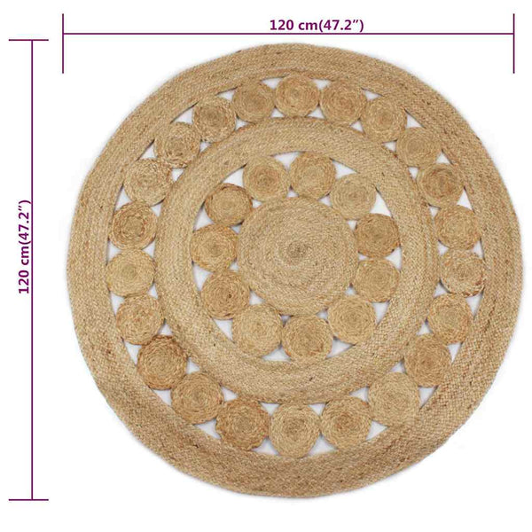vidaXL Braided Jute Rug 120 cm Round