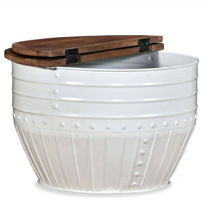 vidaXL Coffee Table Solid Reclaimed Wood White Drum-shaped