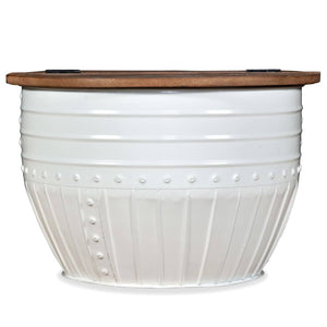 vidaXL Coffee Table Solid Reclaimed Wood White Drum-shaped