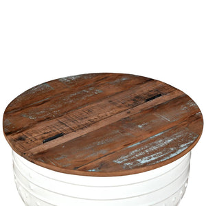 vidaXL Coffee Table Solid Reclaimed Wood White Drum-shaped