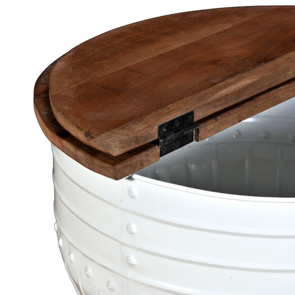 vidaXL Coffee Table Solid Reclaimed Wood White Drum-shaped