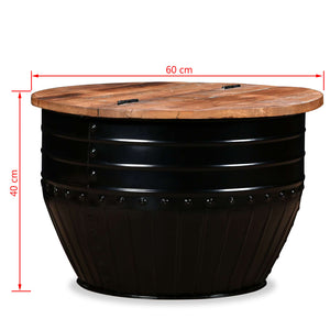 vidaXL Coffee Table Reclaimed Wood Solid Black Drum-Shaped