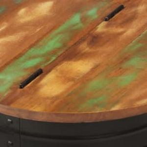 vidaXL Coffee Table Reclaimed Wood Solid Black Drum-Shaped
