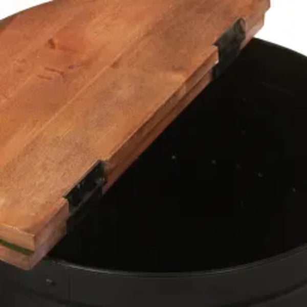 vidaXL Coffee Table Reclaimed Wood Solid Black Drum-Shaped