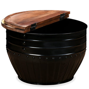 vidaXL Coffee Table Reclaimed Wood Solid Black Drum-Shaped