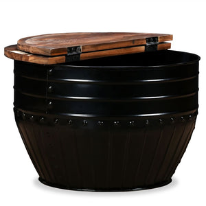 vidaXL Coffee Table Reclaimed Wood Solid Black Drum-Shaped