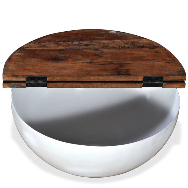 vidaXL 2-Piece Solid Reclaimed Wood Coffee Table Set White Bowl Shaped