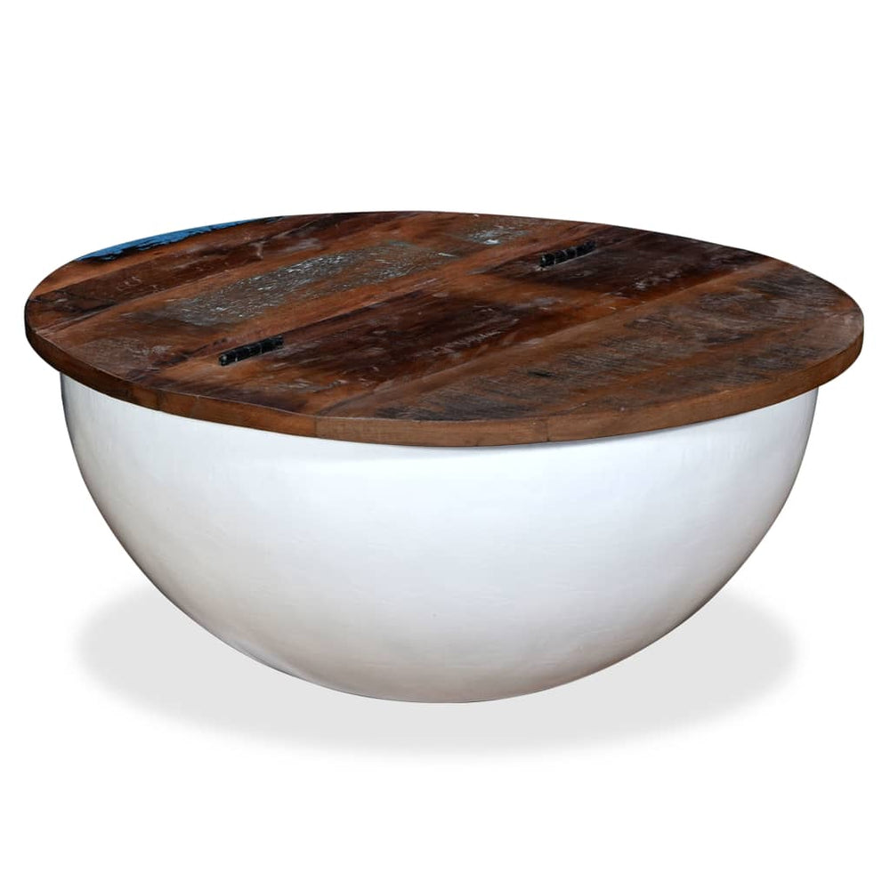 vidaXL Coffee Table Solid Reclaimed Wood White Shell-Shaped