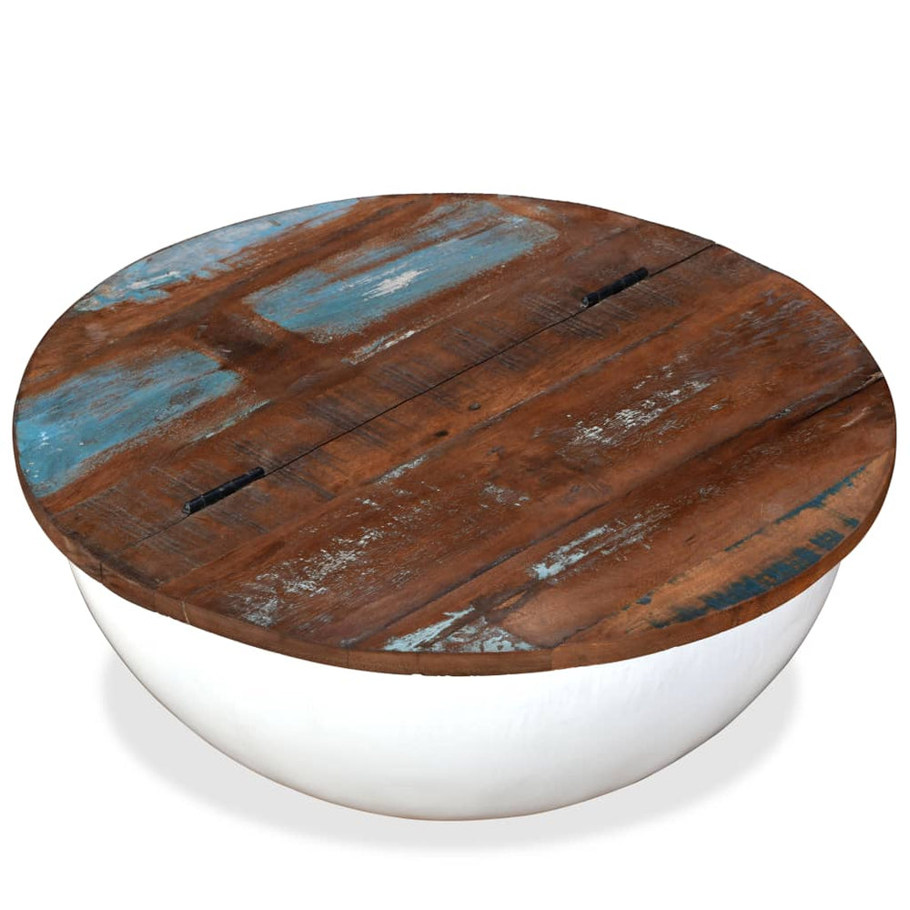 vidaXL Coffee Table Solid Reclaimed Wood White Shell-Shaped