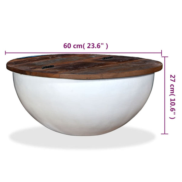 vidaXL Coffee Table Solid Reclaimed Wood White Shell-Shaped