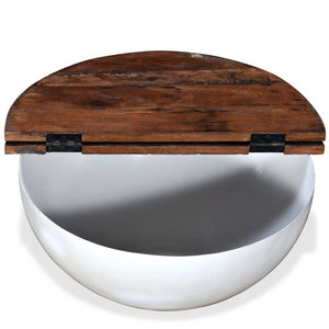 vidaXL Coffee Table Solid Reclaimed Wood White Shell-Shaped