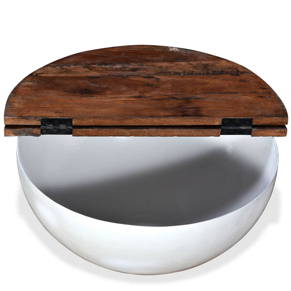 vidaXL Coffee Table Solid Reclaimed Wood White Shell-Shaped