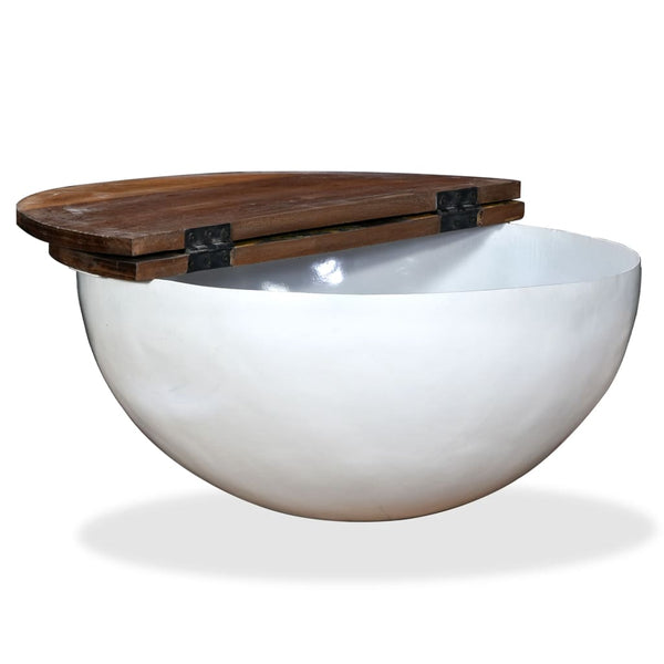 vidaXL Coffee Table Solid Reclaimed Wood White Shell-Shaped